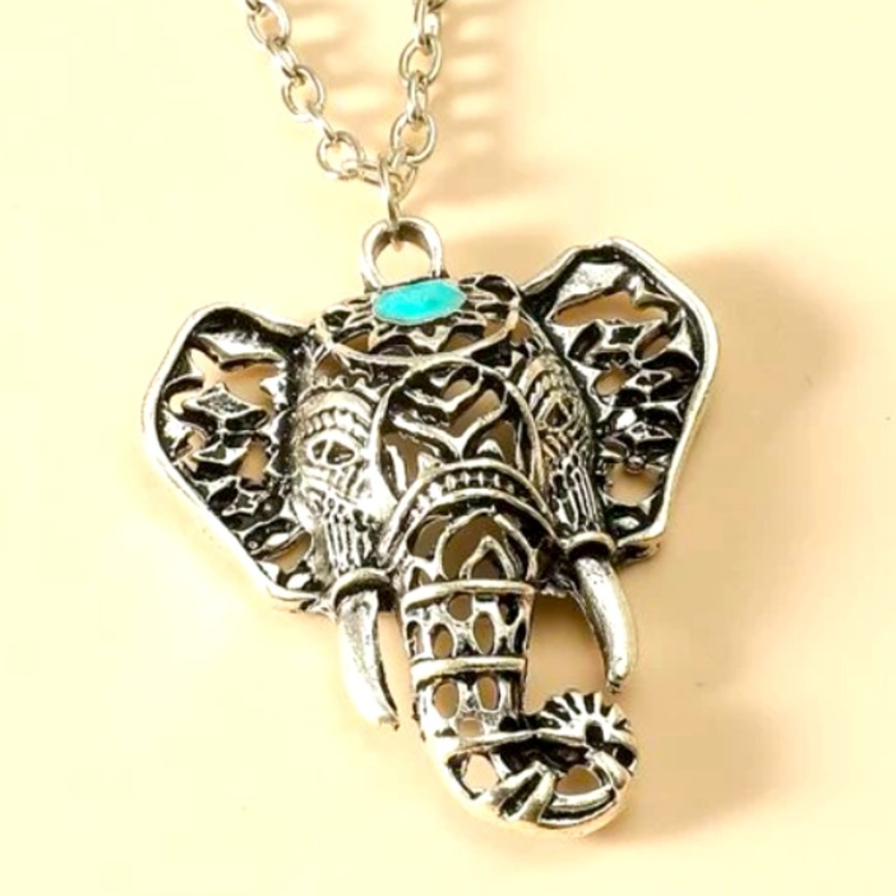 Silver Boho Elephant Necklace